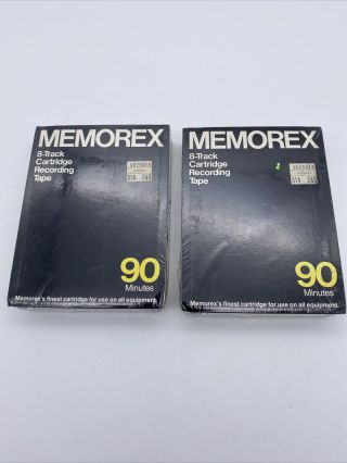 Set Of 2 Memorex 8 Track Cartridges Recording Tape 90 Minute Blank -