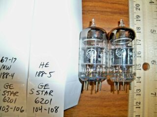 2 Strong Matched Ge 5 Star Gray Plate O Getter 6201 Tubes 2