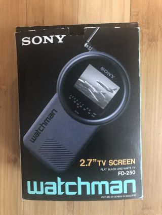 Vintage 1990 Sony Watchman Fd - 250 Black And White Portable Tv Television
