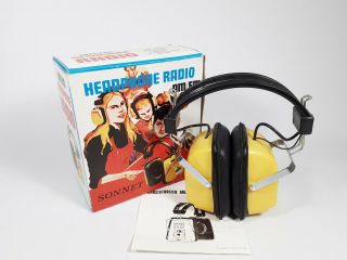 Vintage Portable Sonnet Yellow Headphone Am Fm Radio