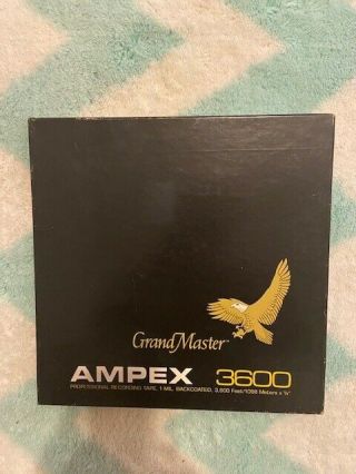 Vintage Metal Ampex Grand Master 3600,  10.  5 ",  1/4 ",  3600 Ft.  Play/recording Tape