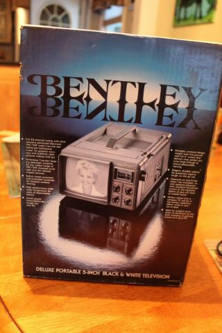 Vintage Bentley Deluxe Portable Tv Black & White Television 5” Battery Powered