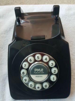 Pyle Vintage Style Corded Phone Retro Landline Telephone,  Black.