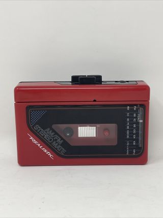 Vintage Realistic Stereo Mate Am Fm Portable Cassette Tape Player 14 - 1072 Red