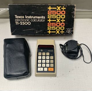 Vintage Texas Instruments Ti - 2500 Datamath Calculator W/ Box Case & Cord