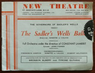 The Sleeping Princess,  Sadler’s Wells Ballet,  Theatre Programme