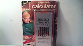 Vintage Alco Magic Brain Mechanical Pocket Calculator W/stylus - Japan