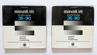 Two Maxell Ud 35 - 90 Reel To Reel Sound Recording Tapes