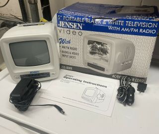 Vintage Jensen Portable 5” Black And White Television J53 - Bwr With Am/fm Radio