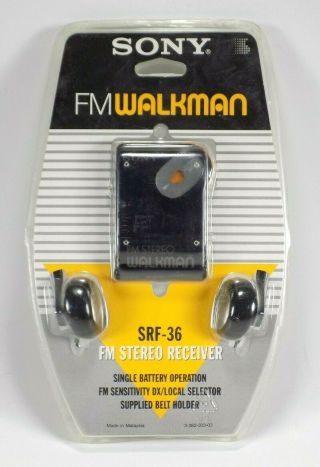 Sony Fm Walkman Srf - 36 Stereo Receiver In Package Vintage Headphones