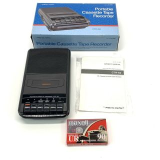Vintage Realistic Cassette Black Tape Recorder Ctr - 62 Cat No 14 - 1150