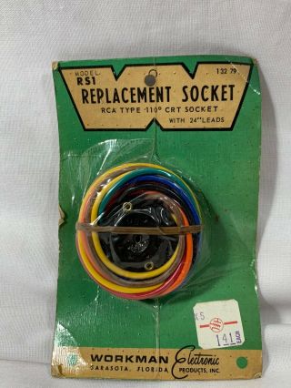 Vintage Rsi Replacement Socket Rca Tube Socket With 24 " Leads.  Type 110º 13279