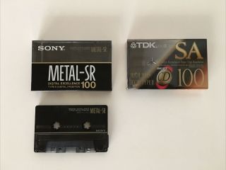 Vintage Sony Metal Sr 100 Audio Cassette Tape & Tdk Sa 100