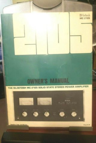 Mcintosh Mc 2105 Solid State Stereo Power Amplifier Owners And Service Manuals