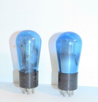 2 Arcturus Blue Glass,  Globe Style Type 127 (27) Vacuum Tubes.  Tv - 7 Test Strong.