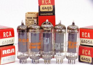5 N.  O.  S Vintage RCA 6AQ5/A Vacuum Tubes. . . .  1 Money 2