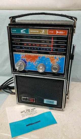 Vintage Solid State Am/fm Radio Stewart Model St - 821aa,  Vinyl Case,