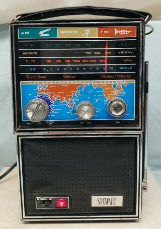 Vintage Solid State AM/FM Radio Stewart Model ST - 821AA,  Vinyl Case, 2