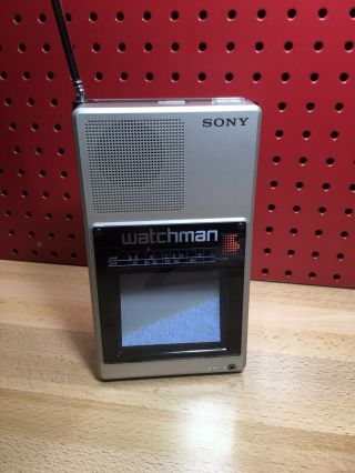 Vtg 80s Sony Fd - 40a Watchman Portable B&w Tv