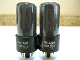 2 RCA 6V6GT SMOKED GLASS VACUUM TUBES,  MATCHED DATE 1952 TV - 7. 2