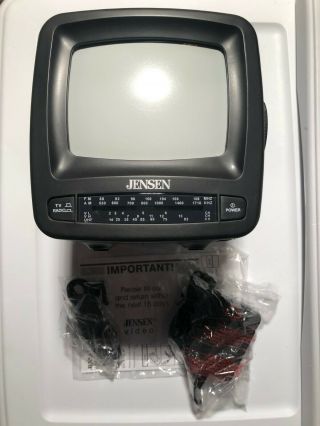 Vintage Jensen 5 Inch Portable B/w Tv With Am/fm Radio J53 Bwr