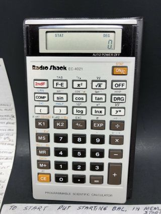 Radio Shack EC - 4021 Programmable Scientific Calculator | Case | Financial 2
