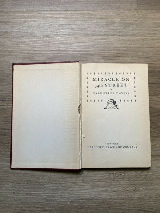 Miracle On 34th Street Valentine Davies 1947 Book