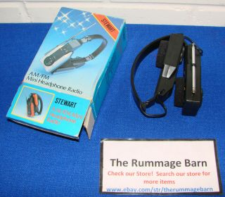 Vintage Stewart Rh45 Am Fm Mini Headphone Radio - - - Boxed - -