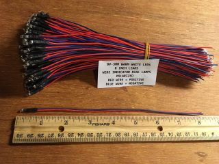 (10) 8v - 3mm White Led Wires/7070 - 8080 - 9090 - Qrx 6001 - 7001 - 777/ Db /lamp/ Sansui