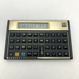 Vtg Hewlett Packard Hp 12c Financial Calculator Pocket Size Gold Work Usa