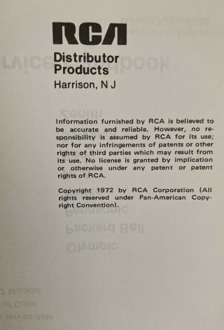 VINTAGE RCA COLOR TV SERVICE HANDBOOK OF 1971 - 1972 MODELS OF 15 MANUFACTURERS 3