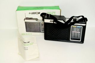 Vintage Arrow Solid State Am/fm Portable Radio Model Ar - 25 Strap Box