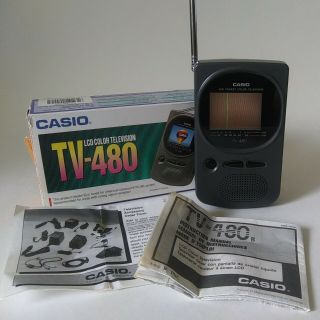 Vintage Handheld Casio Tv - 480 2.  2 " Color Lcd Tv Analog Model B W/box,  Instruct.