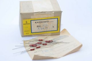 10x Of 1960s Siemens Karbowid Resistor,  2.  7 Kohms,  0.  25 W F.  Klangfilm Amps,  Nos