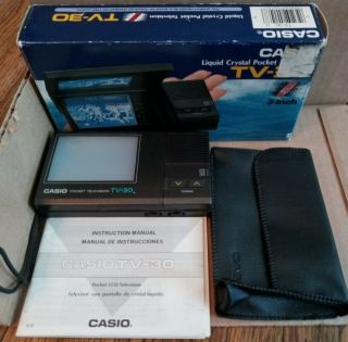 Vintage Casio Tv - 30s Pocket Lcd Television 1980s Box With Case 80s