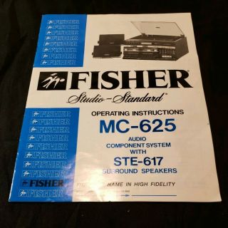 Vintage Fisher Audio Component System Model Mc - 625 Operating Instructions