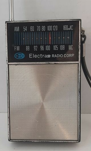 Vintage Electra Radio Corp Transistor Am/fm Radio Antenna 9 Volt @