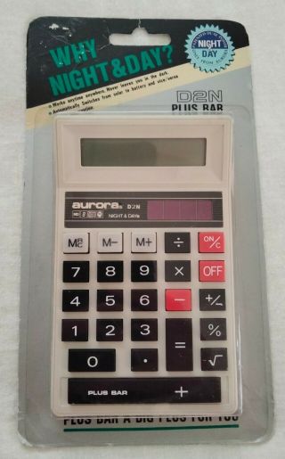 Vintage Aurora D2n Night And Day Plus Bar Mini Desk Top Calculator 1987 Rare