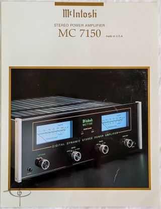 Mcintosh Mc - 7150 Stereo Power Amplifier Sales Literature Pamphlet Brochure