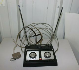 Vintage Gemini Vhf/uhf/fm Km450 Tv Antenna With Amplifier - Bunny Ears Retro