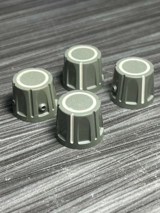 4 X Plastic Grey Top Skirted Hex Set Screw Tighten Control Knob For 6mm Shaft