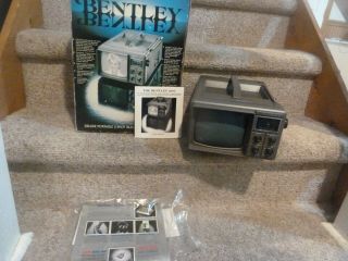 Vintage Bentley Deluxe Portable Tv Black & White Television 5” Battery Powered