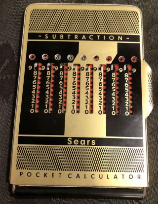 Vintage Sears Duplex Hand Mechanical Pocket Calculator Addition / Subtraction
