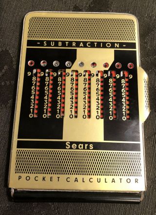 Vintage Sears Duplex Hand Mechanical Pocket Calculator Addition / Subtraction 2