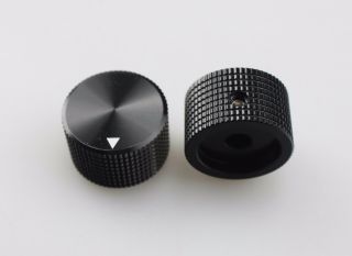 2 X Aluminum Hi - Fi Control Knob Set Screw Type 25mmdx15mmh Black For 6mm Shaft