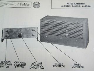 Altec Lansing A - 333a & A - 433a Amplifier Amp Photofact