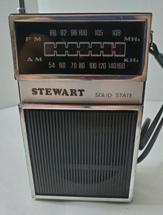 Vtg Ge Stewart Solid State Model No.  Tr - 1 Fm/am Miniature Portable