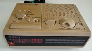 Vintage Sony Dream Machine Am Fm Digital Alarm Clock Radio Icf - C2w Beige Euc