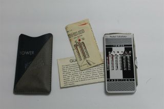 Vintage Tower Pocket Calculator With Case Instructions Pen Addition Subtraction