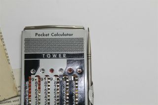 Vintage Tower Pocket Calculator With Case Instructions Pen Addition Subtraction 2